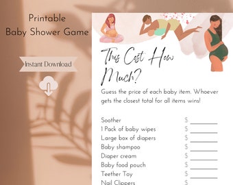 Baby Shower Game, This Cost How Much? Baby Shower Games, Instant Download, Gender Neutral , Printable Games