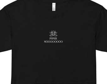 Piper Noooo Tsunami Buddhism White Lotus Embroidered Crop Top