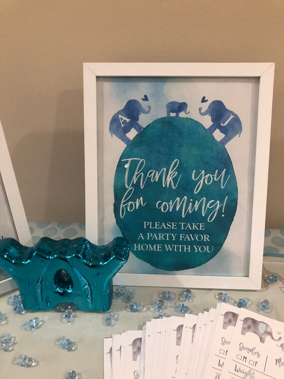 Instant Download Baby Shower Sign Baby Boy Print Personalized Baby Shower Sign Elephant Baby Shower Welcome Party Favor Sign
