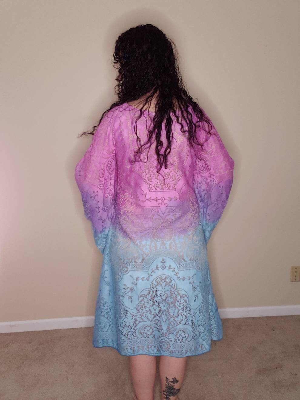 Pink, Purple, and Blue Bell Sleeve Lace Dress - Dyed Lace Dress - Festival  Dress - Summer Dress - Tablecloth Dress - Medium/large Lace Dress - Etsy