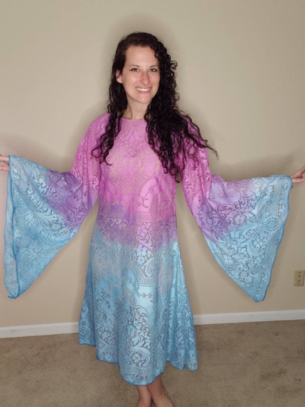 Pink, Purple, and Blue Bell Sleeve Lace Dress - Dyed Lace Dress - Festival  Dress - Summer Dress - Tablecloth Dress - Medium/large Lace Dress - Etsy