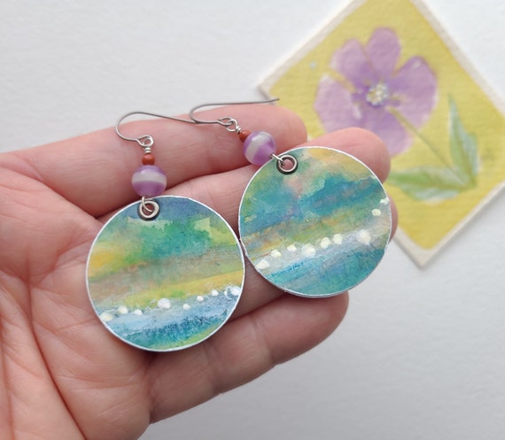 Watercolor hotsell paper earrings
