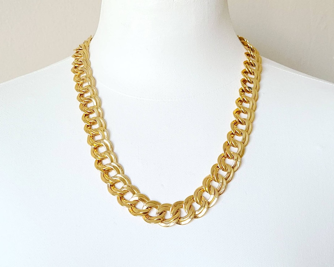 Vintage Monet Gold Plated Double Link Chain Statement