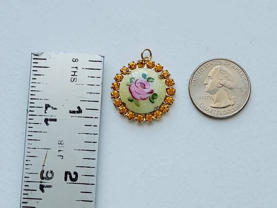 Retro floral pink and yellow goldtone brooch,  pa… - image 8