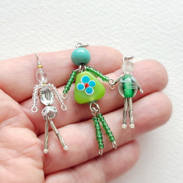 Upcycled vintage glass bead people, choose your person.