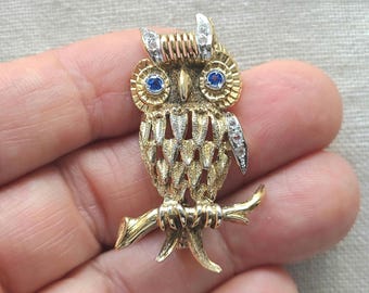 Alilang Crystal Rhinestone Owl Brooch Pin - Silvery Tone Fashion Jewelry, Convertible To Pendant