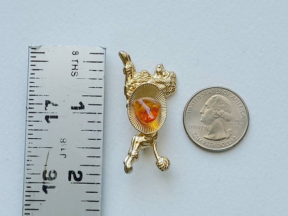 Vintage goldtone french poodle brooch. Stamped br… - image 10