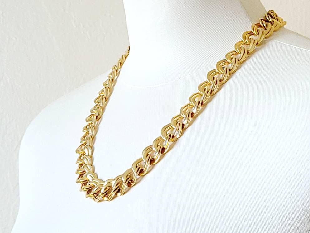 Vintage Monet Gold Plated Double Link Chain Statement