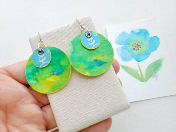 Watercolor paper earrings sale