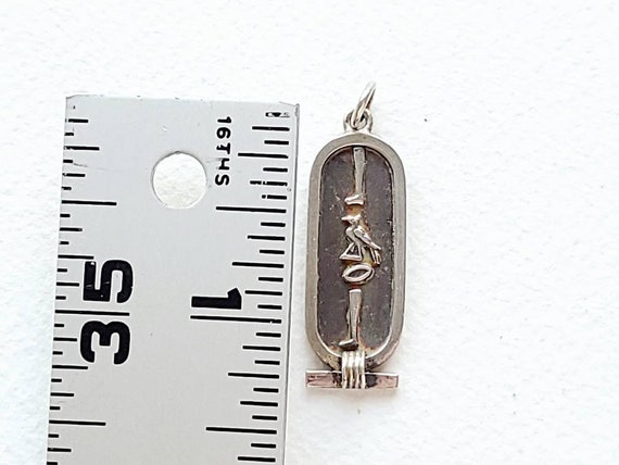 Vintage Egyptian cartouche silver pendant, hierog… - image 10