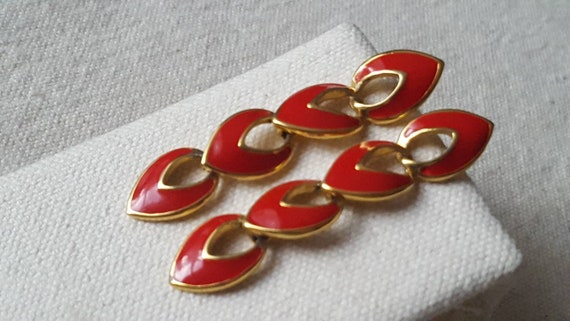 Napier vintage red enamel and gold Cascade teardr… - image 3