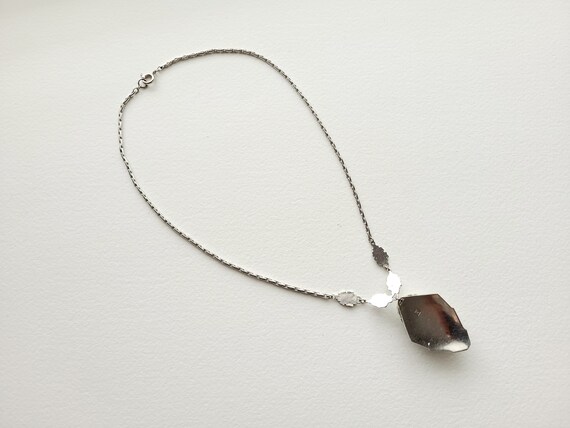 Early Coro Art Deco pendant silvertone necklace, … - image 8