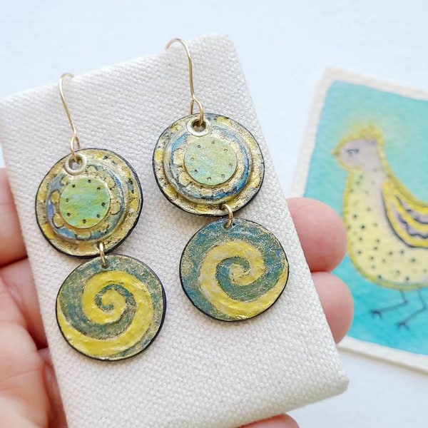 Hand Painting Silver Plated Earrings - Blue main image 0