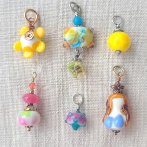 choice original handmade Lampwork glass bead pendants, charming and colorful, one of a kind. sterling, GF, copper.