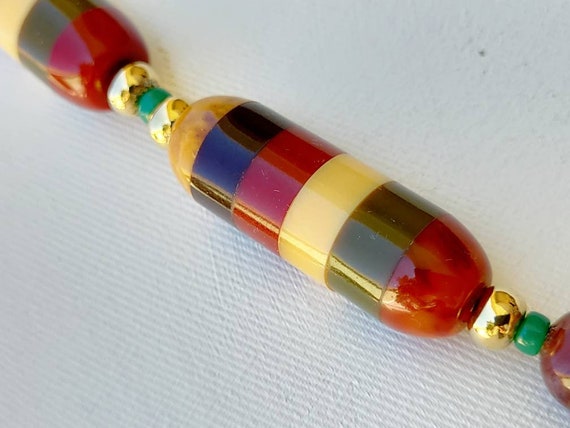 Vintage laminated bakelite and round acrylic bead… - image 6