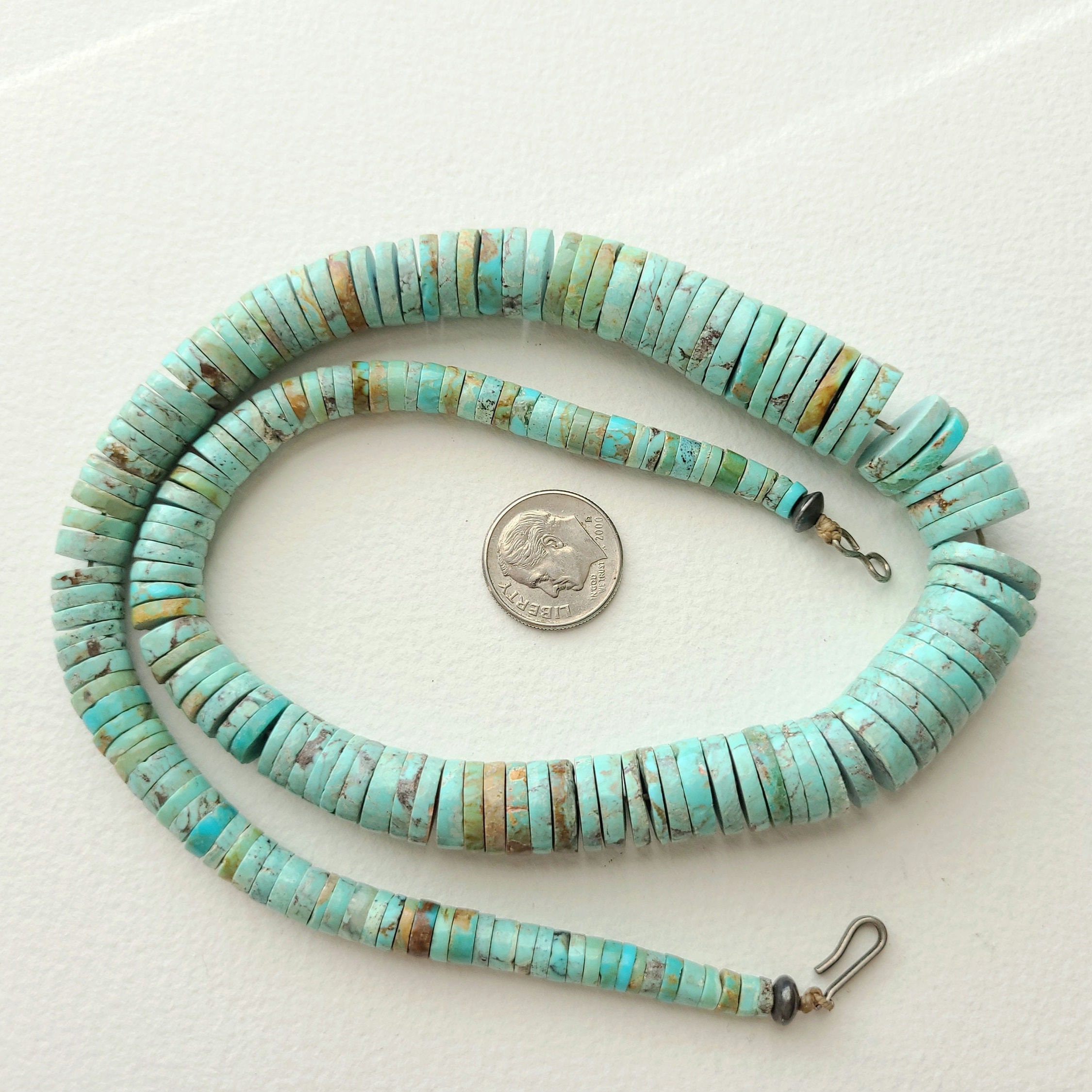 Vintage Turquoise Necklace, Kewa Pueblo Santo Domingo Large Hand 