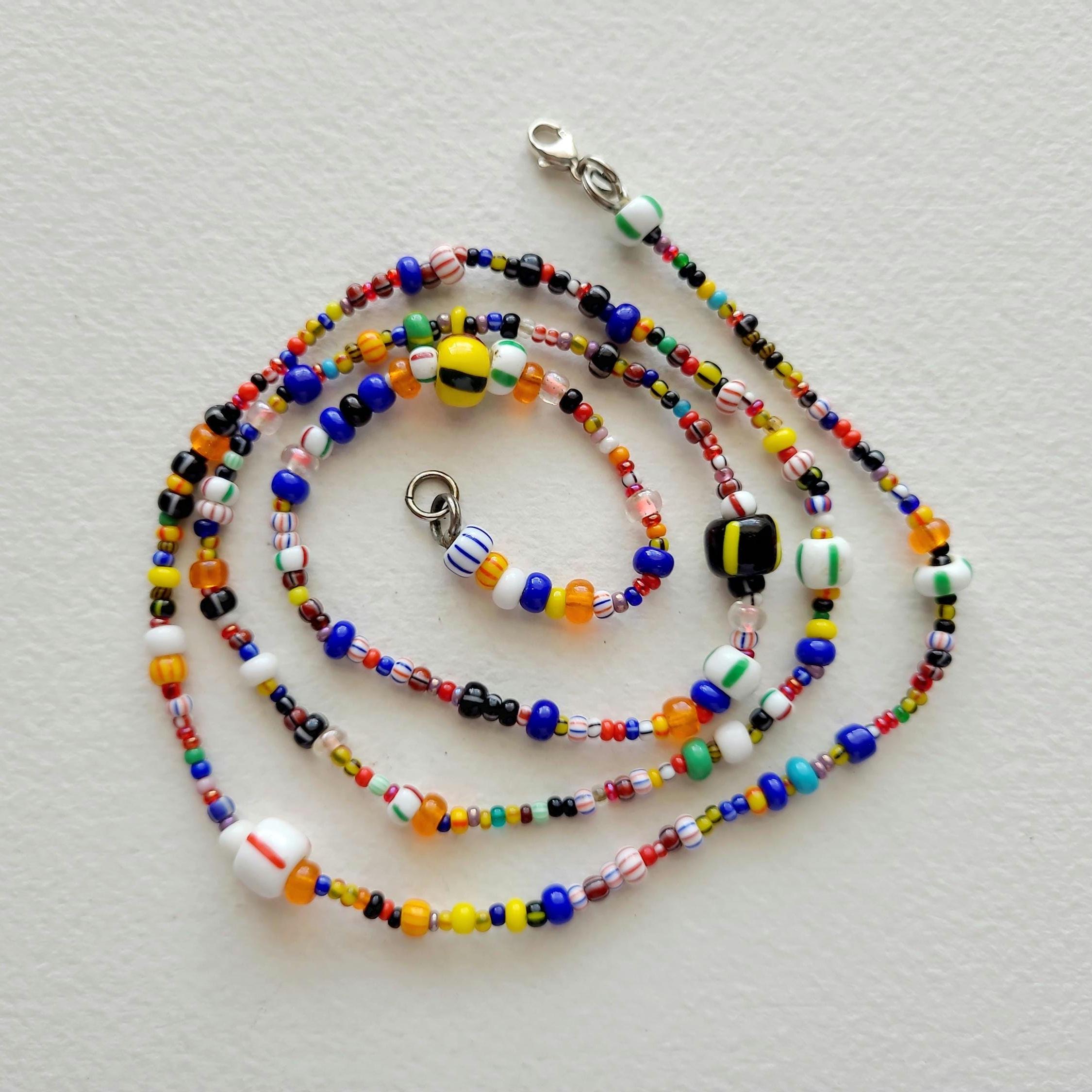 Vintage Multicolor and Striped Seed Bead Necklace With New  display picture 1