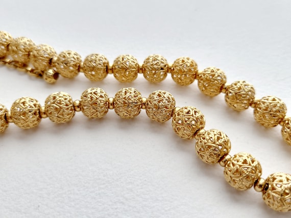 Signed vintage Monet fillagree gold bead choker n… - image 9