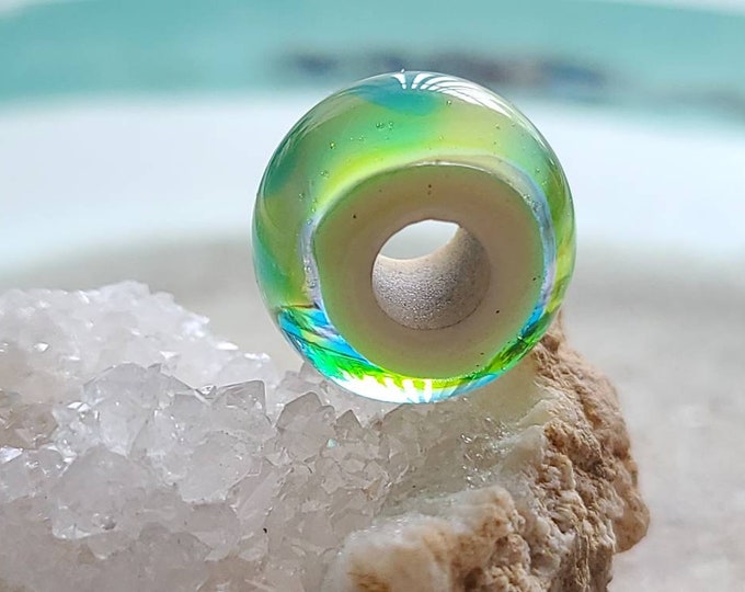 Watercolor Ocean Focal Glass Bead, Handcrafted Lampwork Large Hole Bead ...