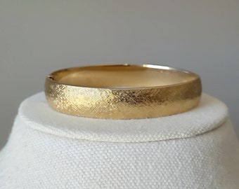 Monet brushed gold hinged bangle bracelet, vintage.