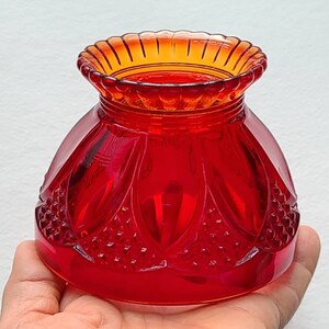 工芸品 Amberina Red amber Lamp Shade Vintage Amberina Red Orange Glass Globe Pendant Swag Lamp