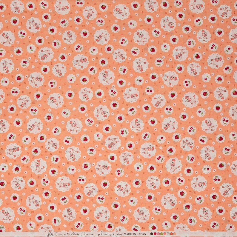 Orange Sold by the 12 yard and FQ Yuwa Strawberries and Poodles COUNTRY /& CLOTH