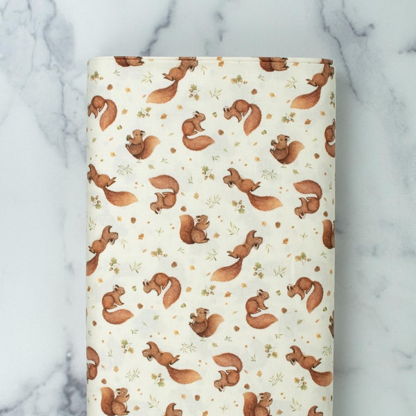 Dear Stella - Little Fawn and Friends by Nina Stajner - Squirrels Cream - Sold by the 1/2 yard | COUNTRY & CLOTH