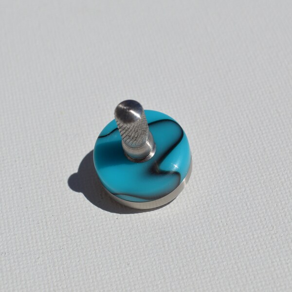 Turquois" Mini" Acrylic resin Over Stainless  Spinning Top