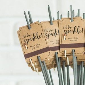 Gepersonaliseerde SPARKLER TAGS voor bruiloft, feest, jubileum, verloving (set van 50/100/200)