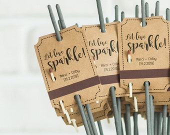 Personalized SPARKLER TAGS for wedding, party, anniversary, engagement (Set of 50/100/200)