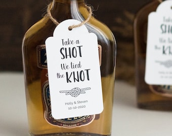 Take a shot, we tied the knot! – Personalized TAGS for bottles (Set of 50/100/200)