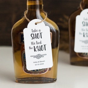 Take a shot, we tied the knot! – Personalized TAGS for bottles (Set of 50/100/200)