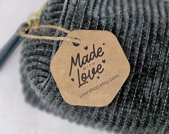 MADE WITH LOVE personalized tags for your handmade products (Set of 50/100/200)