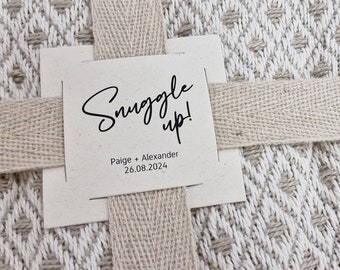 Snuggle up! – Personalized TAGS for blankets, quilts, or throws (Set of 50/100/200)