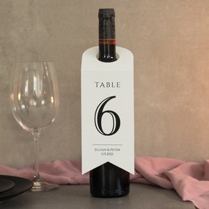 Personalized wedding TABLE NUMBERS for wine bottles (Elegant & Practical)