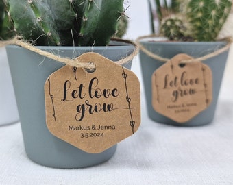 Let love grow! – Personalized TAGS for wedding plant favors (Set of 50/100/200)