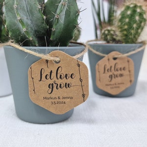Deixe o amor crescer! – TAGS personalizados para lembrancinhas de plantas de casamento (Conjunto de 75/100/200)