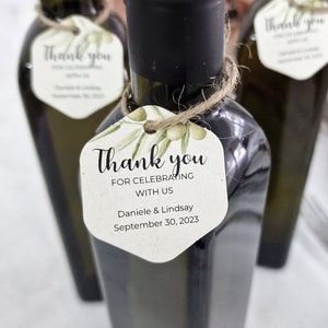 Gracias por celebrar con nosotros – Etiquetas personalizadas para botellas de aceite de oliva (Set de 75/100/200)