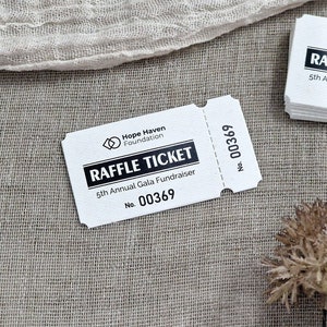 BILLETS DE RAFFINAGE personnalisés pour des événements, des galas, des collectes de fonds (lot de 75/100/200)