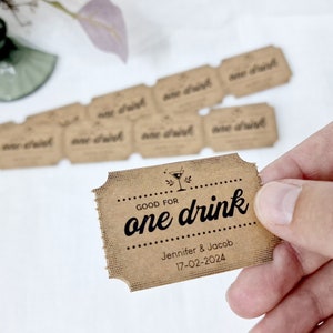 BIGLIETTI BEVANDE personalizzati / buoni / gettoni per bevande gratuite "Valido per una bevanda" (Set da 75/100/200)