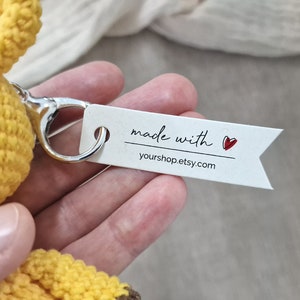 Fabriqué avec amour - ÉTIQUETTES personnalisées pour porte-clés et autres petits produits faits main (Lot de 75/100/200)