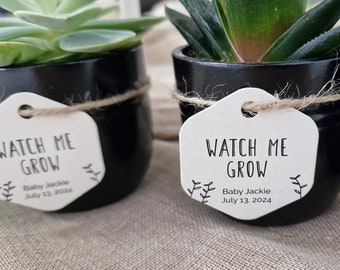 Watch me grow! – Personalized plant TAGS for baby shower favors (Set of 50/100/200)