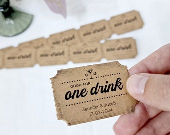 Personalisierte DRINK TICKETS / Gutscheine / Token für Freigetränke "Gut für ein Getränk" (Set of 50/100/200)