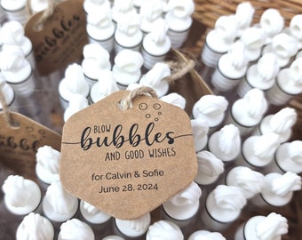 Personalized TAGS: "Blow bubbles and good wishes" –  Tags for soap bubble tubes (Set of 50/100/200)