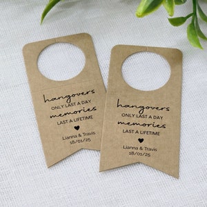 I postumi della sbornia durano solo un giorno, i ricordi durano una vita / Etichette per bottiglie da matrimonio / Etichette per kit post-sbornia / Etichette personalizzate per bottiglie d'acqua per ricevimenti