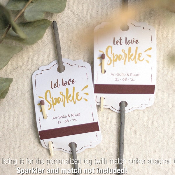 Let love sparkle! Personalized TAGS (striker strip included!) for your sparklers