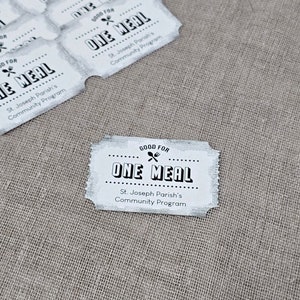 BOLETOS DE COMIDA personalizados / vouchers / tokens para comida gratis "Válidos para una comida" (Set de 75/100/200)