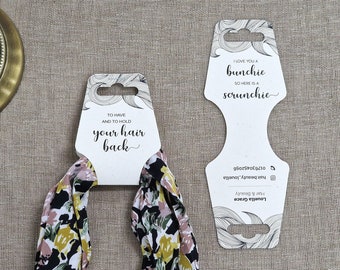 To have and to hold your hair back – Personalized fold-over TAGS for scrunchies, hairbands, necklaces (Set of 50/100/200)