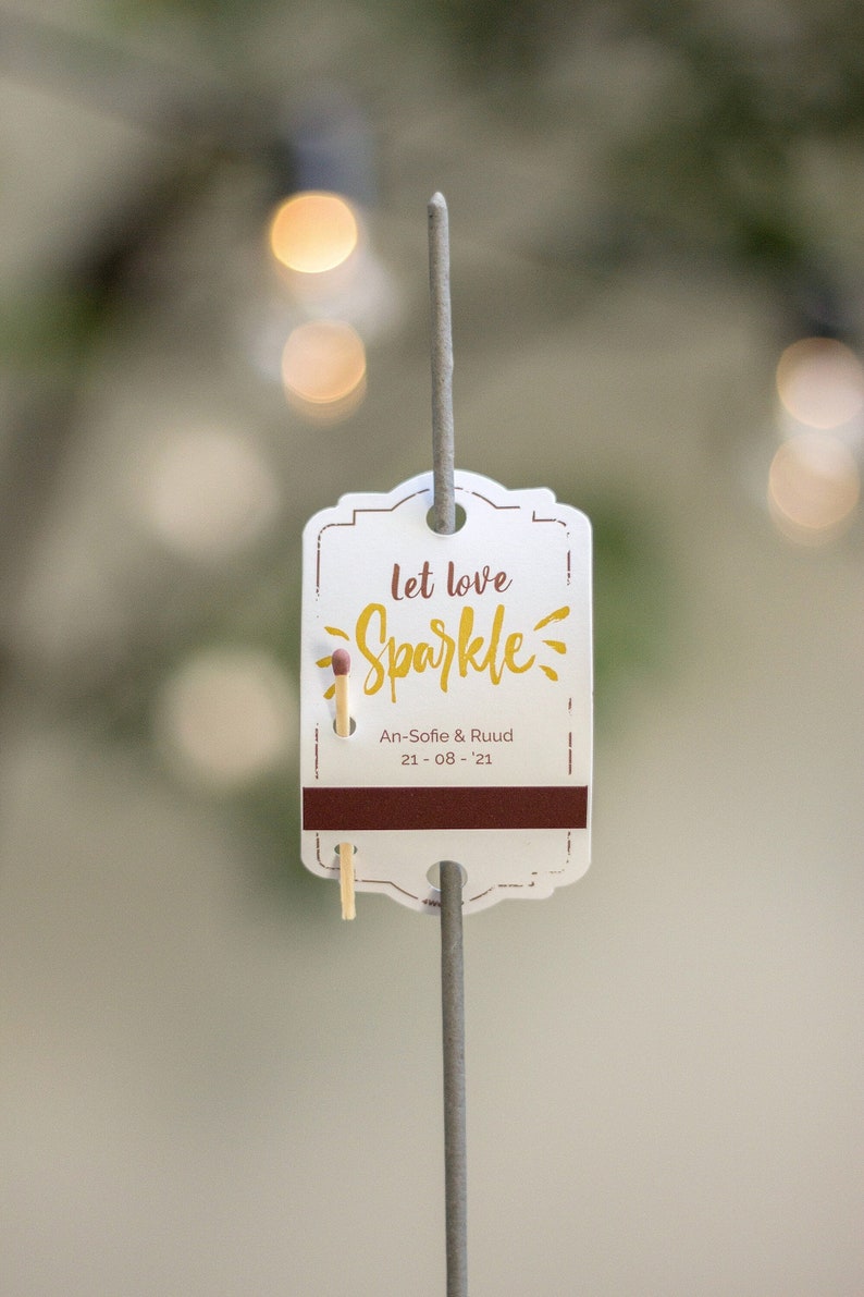 Let love sparkle Personalized TAGS striker strip included for your sparklers image 2