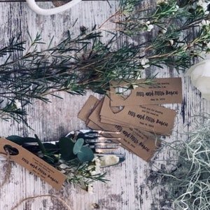 Thank you for sharing our first meal Personalized TAGS for table decor at weddings Set of 50/100/200 image 7